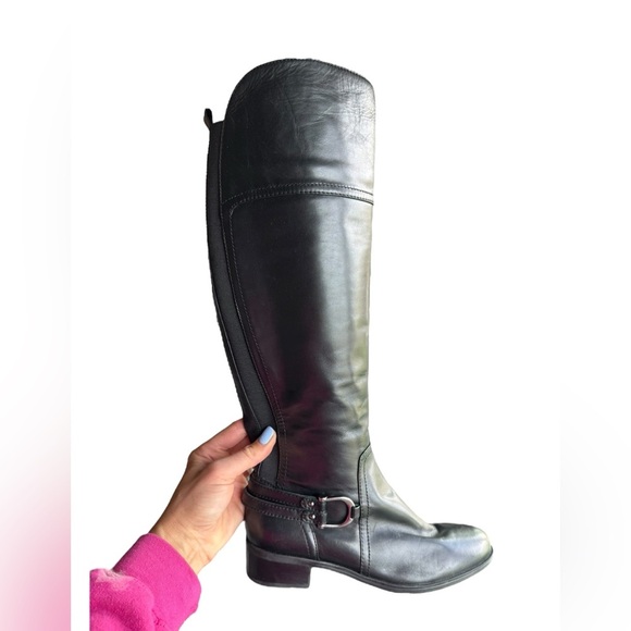 Audrey Brooke Black Leather Knee High Riding Boots 7M Equestrian Minimalist - Picture 1 of 10